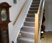 Polished Oak Glass Banister Revamp with Square Posts