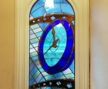 Bespoke Pre-finished Accoya Arch Top Window with Stained and Leaded Glass