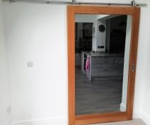 Glazed Polished Oak Internal Sliding Door