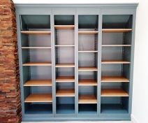Pre-finished Bookshelf with Polished Oak Adjustable Shelves on Sawtooth Shelving System
