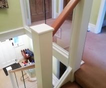 Painted Glass Banister Replacement with Polished Oak Handrails