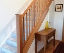 Polished Oak Banister Replacement with Straight and Square Spindles