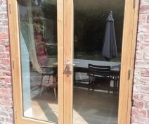Double Glazed Oiled Oak French Doors with Arch Top Frame